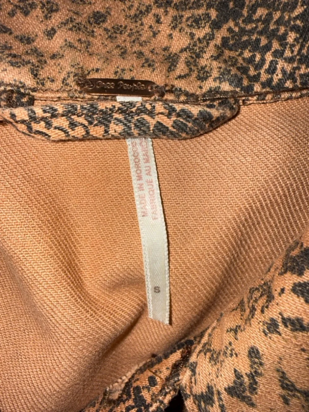 Free People Brown Snake-Print Jean Jacket - Picture 5 of 6